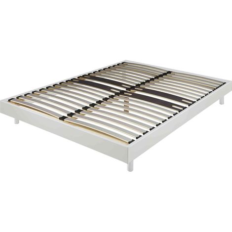 Sommier kit décor blanc zone lombaire renforcée et pieds inclus 140x190 (1/4)