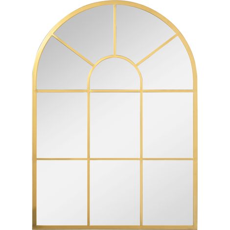 Specchio Moderno a Parete a Forma di Arco 70x50 cm per Camera da Letto e Soggiorno in Vetro e Metallo Oro (1/5)