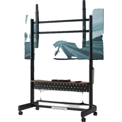 Carrito para TV, altura regulable, portátil con estante, negro. (1/2)