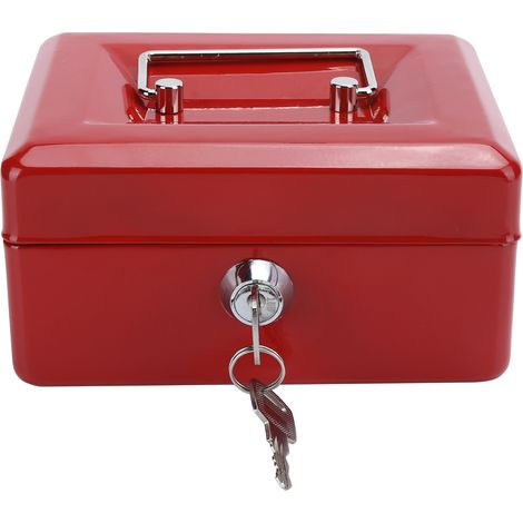 Mini caisse Portable de 6 pouces, coffre-fort de sécurité verrouillable avec serrure à clé, pour la maison et le bureau, rouge