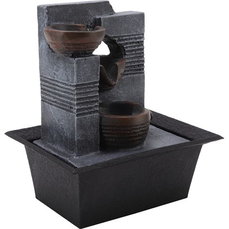 Fontaine de bureau à 4 niveaux en résine avec perles colorées, pour le bureau et la maison, prise européenne 220 V (1/5)