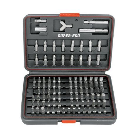 Set di 100 punte per cacciavite 1/4 cr-vanadio seh1500 super ego