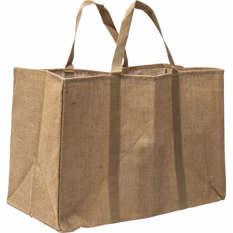 Werka Pro – Sac porte bûches jute naturel 100% – Dimensions 60x30x40 cm – Charge 50 kg – Contenance 72 litres pour bois dur