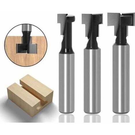 Fraise à rainurer en T, lame de routeur avec queue de fraise, fraises à bois, fraises à défoncer en T, routeur à rainure en T, outil de menuiserie T-Slot (8mm) (1/4)