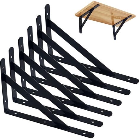 6 Stück 90° Wandwinkel Schwerlast 200x120mm, L-Regalhalterung Schwarz