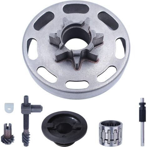 LinDuxe Kit de tambour d'embrayage 325-7T pour tronçonneuse Husqvarna 435 435E 440 440E Pièce de rechange avec pompe à huile Roulement d'embrayage Engrenage à vis sans fin Tendeur de chaîne pour 50389 (1/4)