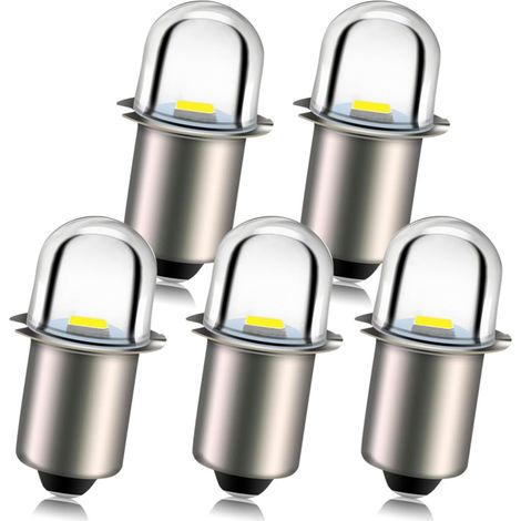 Lot de 5 ampoules LED P13.5S 12 V, blanc froid 6000 K, ampoule de rechange pour lampes de poche anciennes, phares, lampes de camping – Faible consommation d'énergie, durée de vie de 50 000