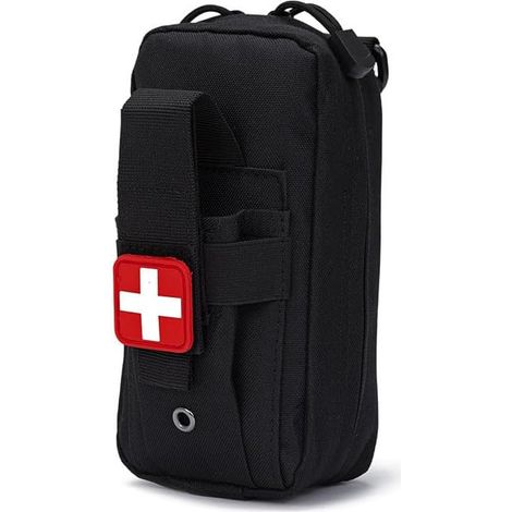 1 trousse de premiers secours d'extérieur portable avec système MOLLE – Mélange de polyester durable, fermeture éclair, parfait pour le camping, la randonnée, les voyages et la chasse – Noir (1/5)