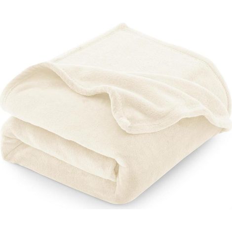 Kuscheldecke Sofadecke Couchdecke Flanell Fleece 150 x 200 cm Creme (1/5)