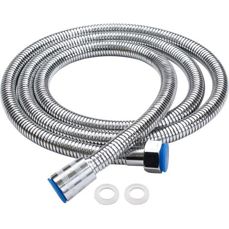 1,5 Meter langer Premium-Duschschlauch aus Edelstahl, flexibles Design, mit Dichtungsring, geeignet für Handbrausen und Duschköpfe, verchromt. (1/5)