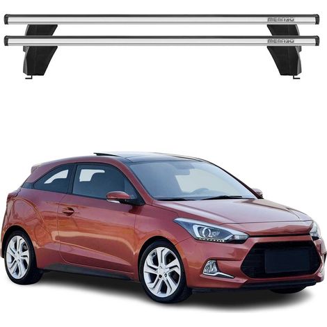 OMAC Dachträger Querträger Alu für Hyundai i20 II Coupé 2014-2020 – Abschließbar – T-Nut – City-Crash-getestet – Max. 75 kg Silber (1/5)