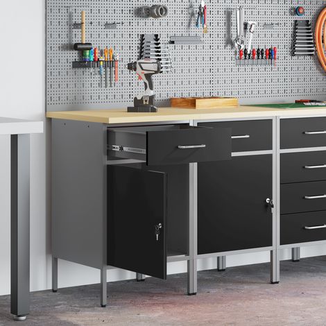 Werkbank mit Schubladen 2 pcs Schwarz und Grau 100 x 55 x 85 cm
