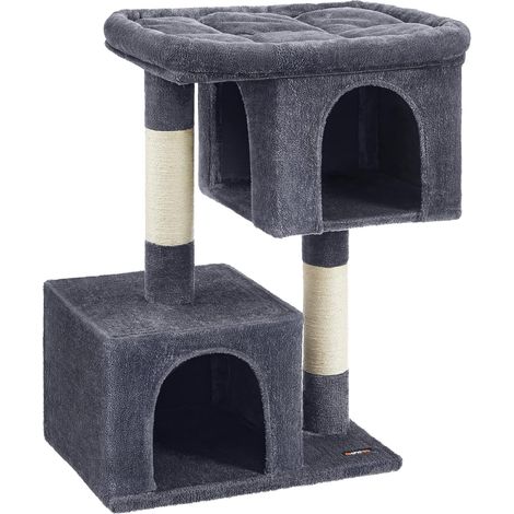 Feandrea Arbre à Chat, Tour de Jeux 101 cm, XL, Maison pour Chats Jusqu’à 20 kg, Grande Plate-Forme, 2 Niches, Griffoir, Gris Foncé (1/5)