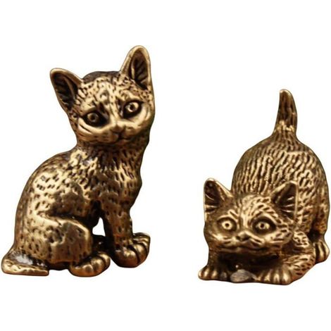 Handgefertigte Vintage-Miniatur-Katzenfigur aus Messing - Schreibtischdekoration - Für Katzenliebhaber