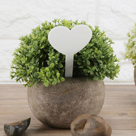 100 farbenfrohe, herzförmige Gartenetiketten, PVC-Pflanzenetiketten, wasserfest und langlebig, weiß (1/5)