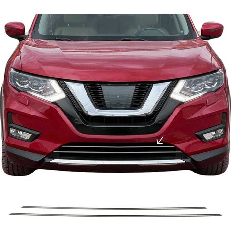 Garniture de Diffuseur Pare-chocs Avant Compatible avec Nissan X-Trail 2017-2021, Garniture Baguette de Calandre en Acier Inoxydable Argent (1/5)