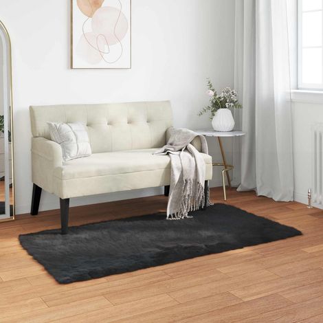 Tapis en fausse TAFALLA Noir 60 x 110 cm Polyester vidaXL (1/5)