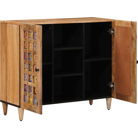 Sideboard/Anrichte/Buffet mit Regal Natur 90 x 33 x 75 cm Massivholz Mango LXWW146569 (1/5)