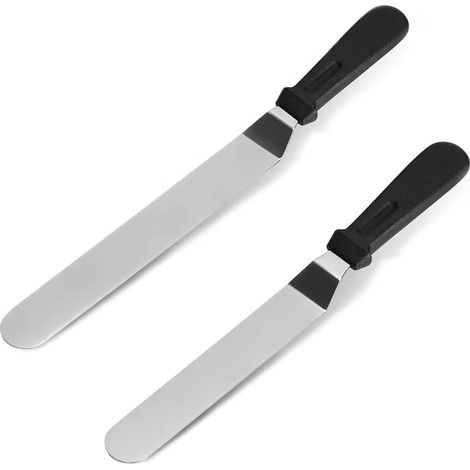 Abgewinkelter Kuchenspatel, 2er-Pack mit Klingen aus Edelstahl (1/3)