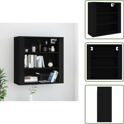 Armoire murale Noir 80x33x80 cm Bois d'ingénierie - Armoire Murale - Meuble Rangement - Armoire Suspendu - Rangement Vertical - Décoration Intérieure (1/5)