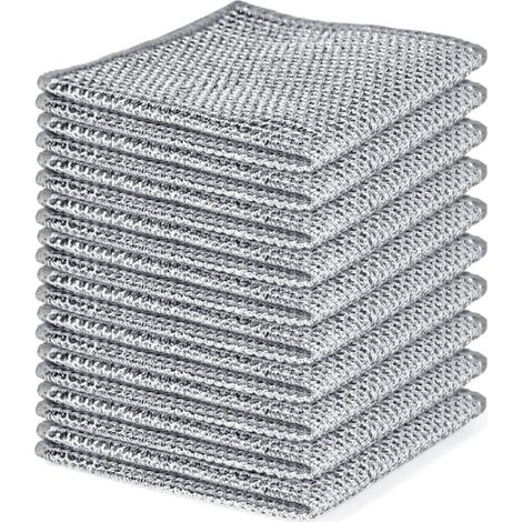 Torchons de vaisselle - 10 Pièces - Chiffons de vaisselle - Réutilisables - Éponges à récurer - Chiffons à fil d'argent - Équipement de nettoyage - Pour le nettoyage des casseroles, cuisinières, plaqu (1/5)