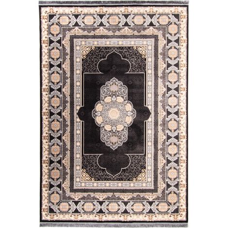 Tapis persan Zain  - 150x100cm, Rectangular - 100% Acrylique - Tissé - Noir