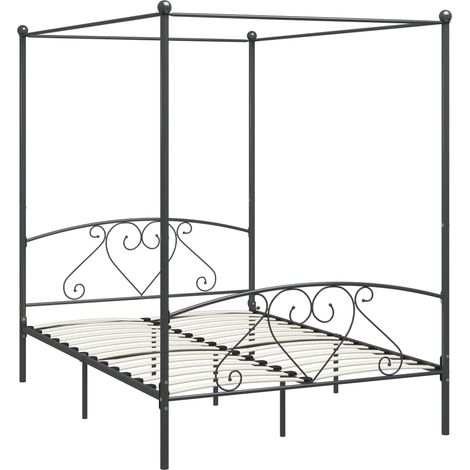 Maison Exclusive - Himmelbett-Gestell Grau Metall 140 x 200 cm