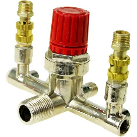 Compresseur d'Air Pressostat Régulateur de Pression Double Sortie Tube Valve Pièce d'Ajustement(1pièce)