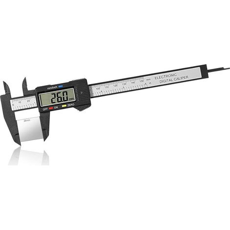 Calibrador digital de 150 mm / 6", herramienta de medición electrónica con gran pantalla LCD para mediciones externas, internas, de profundidad y de inclinación. (1/5)