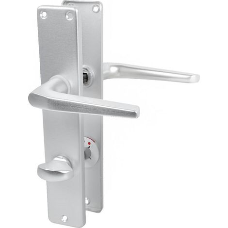 Langschildgarnitur Europa F1 Aluminium Türdrücker Türbeschlag Türklinke Beschlag WC DIN Norm