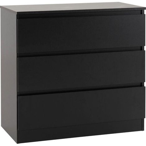 Malvern 3 Drawer Chest - L40 x W80 x H77 cm - Black (1/5)