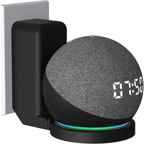 Soporte de pared para Echo Dot 4 / Echo Dot 5 con gestión de cables integrada, no requiere tornillos, soporte para accesorios de altavoz (Amazon Echo Dot 4 / Echo Dot 5, negro)