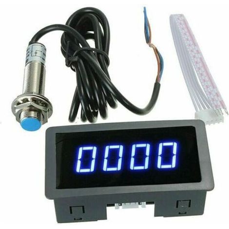 Tachymètre numérique à 4 LED bleues avec capteur Hall, compteur de vitesse précis pour moteurs et machines industrielles
