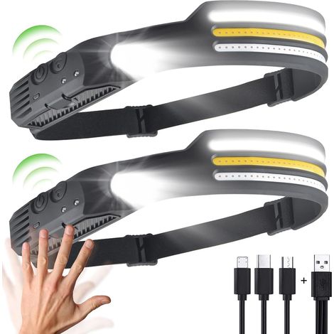 Lauf-Stirnlampe, 2er-Pack wiederaufladbare LED-Stirnlampen, ultrahelle USB-Stirnlampe mit Akku (1/5)