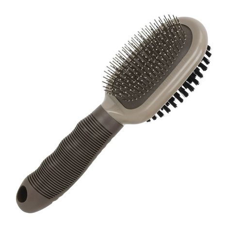Brosse double FURminator pour chiens et chats - Brosse de toilettage 2 en 1 pour éliminer les nœuds, les poils morts et la saleté, grise-AquaForge