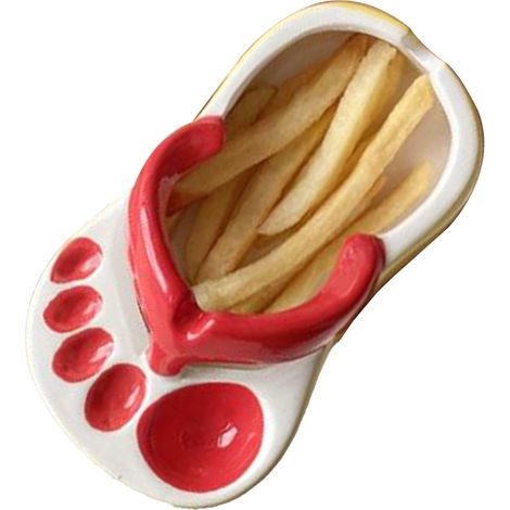 Keramikteller für Pommes frites, niedliche Flip-Flop-Form, rote Schüssel für Pommes frites, Chips, Sojasauce, Servierschale (1/5)