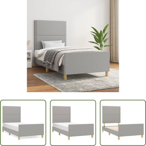 Kopfteil - Bettgestell ohne Matratze Hellgrau 100x200 cm Stoff (1/5)