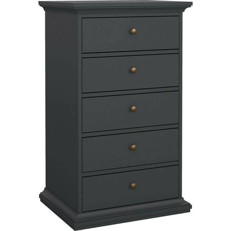 Dmora - Cassettiera Clementine, Settimino multiuso, Comò camera da letto, Mobile con cassetti, 63x49 h105 cm, Grigio