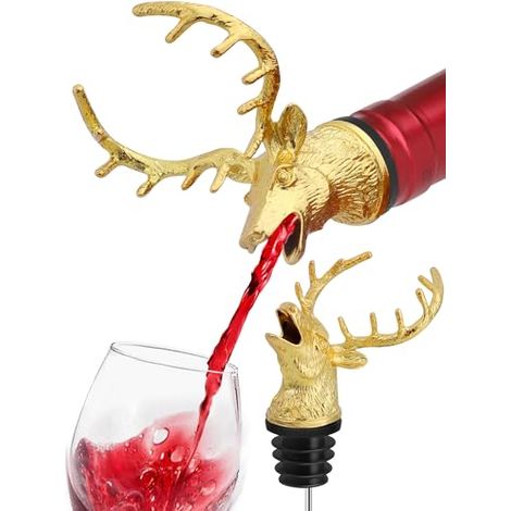 Dispenser di vino con tappo, ugello di aerazione antigoccia per bottiglie di vino standard, accessorio da bar in lega di zinco con tappo di sicurezza in silicone. (1/5)