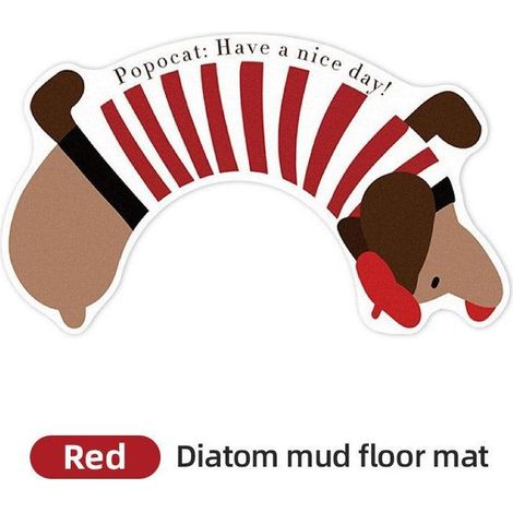 Tapis de sol en forme de U à motif teckel, antidérapants et résistants aux taches, pour toilettes et maison, rouge. (1/5)