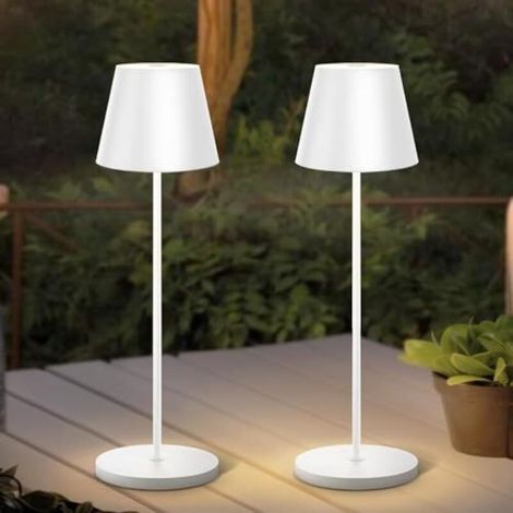 Lampes de chevet sans fil ACKERMAN (lot de 2), lampe de bureau rechargeable en métal, 38 cm, batterie 5200 mAh, IP54, USB-C, portable, 3 modes & intensité variable, pour chambre et salon (1/5)
