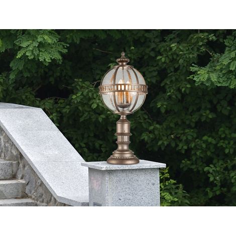 LED Wegeleuchte im Jugendstil mit Glaskugel, Bronze Höhe 70cm (1/5)