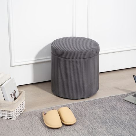 Elegant Grey Corduroy Storage Ottoman - Durable, Comfortable Footstool with Hidden Space, Easy Assembly, Stylish Extra Seating