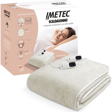 Imetec Scaldasonno Adapto maxi coprimaterasso matrimoniale 195 x 165 cm, Basso consumo, Riscaldamento rapido, Temperatura personalizzata, 100% lana e merino, Doppio comando, 6 temperature (1/5)