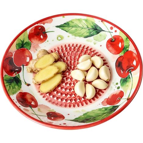 Grattugia per aglio - Ciotola tritatutto manuale in ceramica con disegno a frutta (1/5)