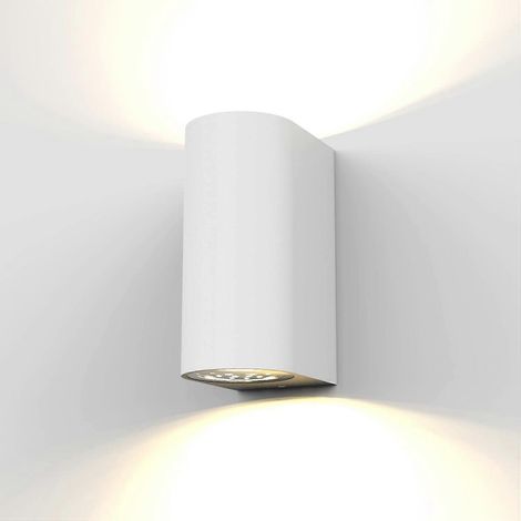 LED wall light outdoor indoor modern white, wall light GU10, 2 spotlights 400 lm, modern garden lighting, IP44, 2x6W, white (1/5)