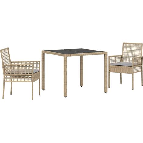 Maison Exclusive - Garten Essgruppe 3 pcs Beige Poly-Rattan