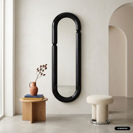 sweeek - Miroir ovale finition glossy 160cm noir - Ada
