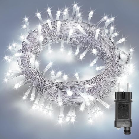 Lichterkette, 8 Modi, 10 m, 100 LEDs, transparentes Kabel, weiß, für den Innenbereich, Weihnachten, Hochzeit, Party (1/5)