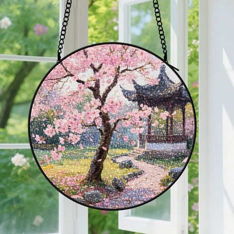 Suspension en vitrail, attrape-soleil artistique élégant, décoration maison colorée, cadeau Fête des Mères, Noël pour femme, homme, tante 15 cm (1/5)